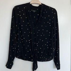 Rails Ava Onyx Starburst Tie Front Top Long Sleeve